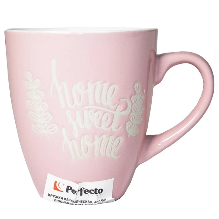 Кружка керамическая Perfecto Linea Любимый дом 400 мл розовая