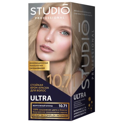 Стойкая крем-краска для седых волос STUDIO Professional ULTRA 10.71 Жемчужный блонд