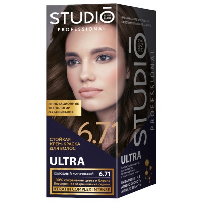 Стойкая крем-краска для седых волос STUDIO Professional ULTRA 6.71