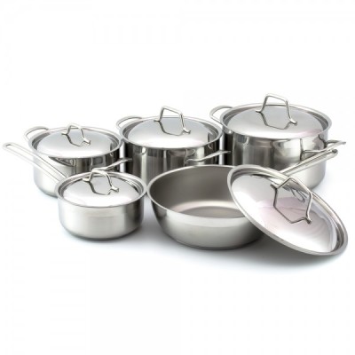 Набор посуды Кухар &quot;Крокус Классика&quot; нержавеющая сталь 5предметов с металлической крышкой