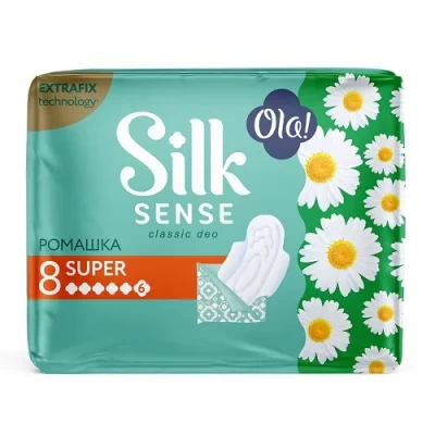 Ola! Silk Sense CLASSIC WINGS SINGLES SUPER прокладки толстые Ромашка в инд. уп.8    