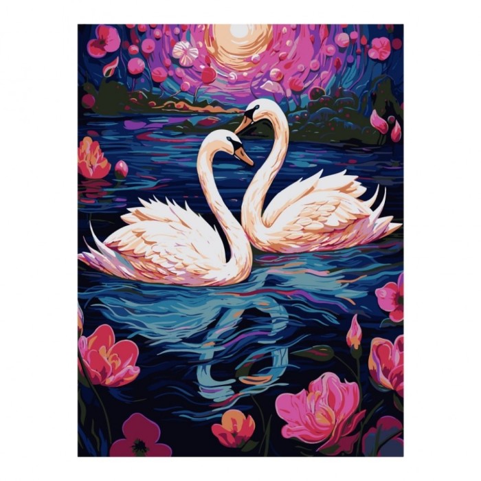 Картина по номерам "Пара лебедей" Lori арт. Кпн-341